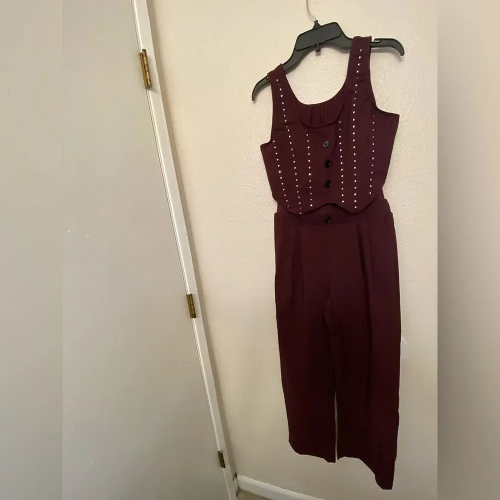 WEISSMAN Dance Costume menswear Take On Me 15754 burgundy vest jumpsuit SA adult